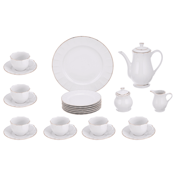 PI - Tea Set 24 Pieces with Gold rim - Porcelain