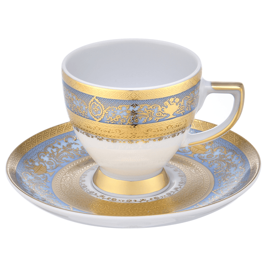Falkenporzellan - Coffee Set 6 Pieces - Blue & Gold - Porcelain - 1600021