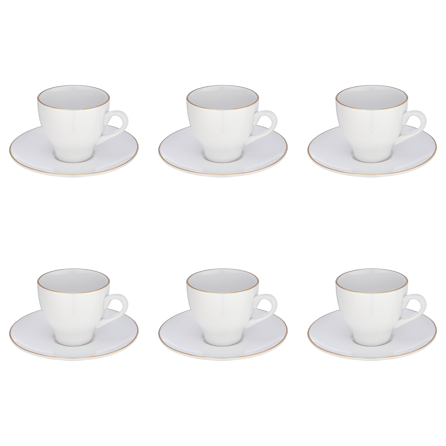 Senzo - Coffee Set 6 Pieces with Saucers - Gold - Porcelain - 1600099