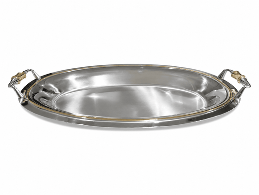 Elegant Gioel - Alena Serving Dish with Cover - Stainless Steel 18/10 - 50x31 cm - Gold