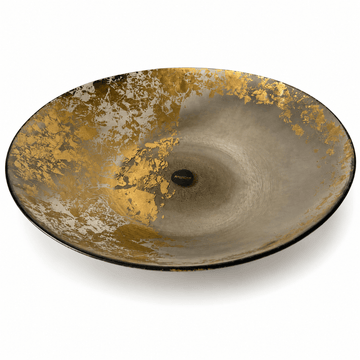 ArdaCam - Atlas Round Golden Platter - 39.5 cm - Glass