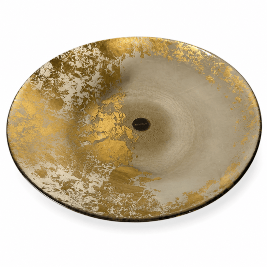 ArdaCam - Atlas Round Golden Platter - 39.5 cm - Glass