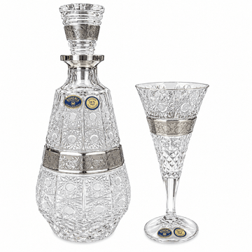 Bohemia Crystal - Drink Set 7 Pcs - 1L & 200 ml -Silver