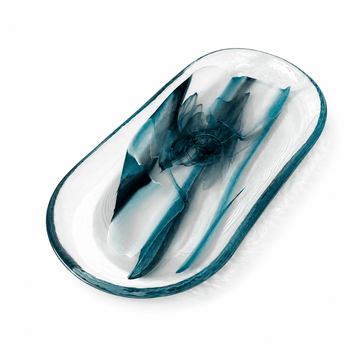 ArdaCam - Atlas Oval Plate - 21x11.5cm -  Alabaster Black & Blue - Glass