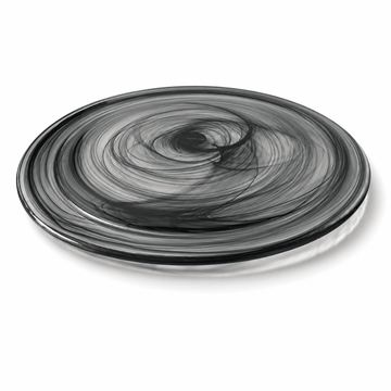 ArdaCam - Atlas Flat Round Plate - 32.5cm -  Black Alabaster - Glass