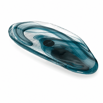 ArdaCam - Auster Oval Platter - 22.5x12.5cm - Black & Blue - Glass