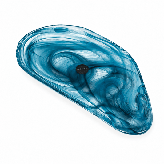 ArdaCam - Auster Organic Shaped Platter - 33x18cm - Petrol Green - Glass