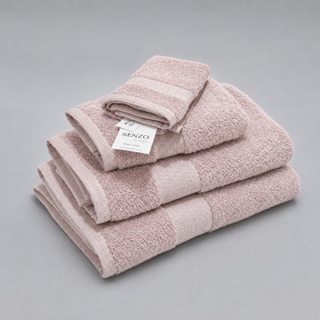 Senzo - Honeycomb Towel Set 4 Pieces - Rose - 100% Egyptian Cotton