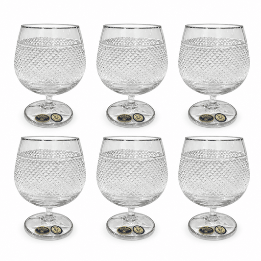 Bohemia Crystal - Brandy Glass Set 6 Pcs - 400ml - Silver