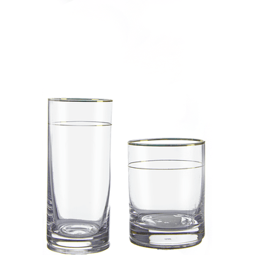 Bohemia Crystal - Highball & Tumbler Set 12 Pcs - Gold - 300&280 ml