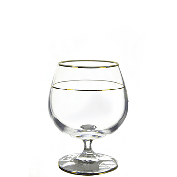 Bohemia Crystal - Brandy Glass Set 6 Pcs - Gold Rim -400ml