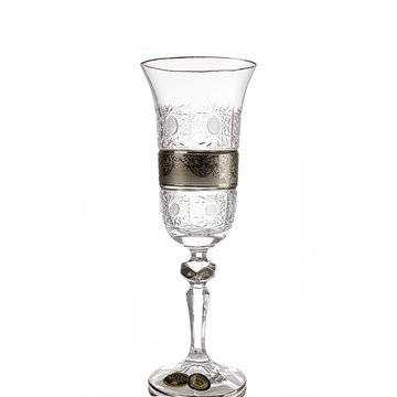 Bohemia Crystal - Flute Glass Set 6 Pcs - Silver - 150ml