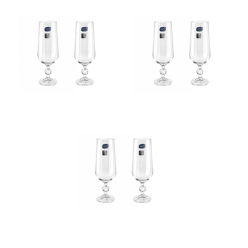 Bohemia Crystal - Claudia Flute Glass Set 6 Pcs - 180 ml - Clear