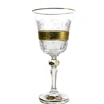 Bohemia Crystal - Goblet Glass Set 6 Pcs - Gold - 200ml