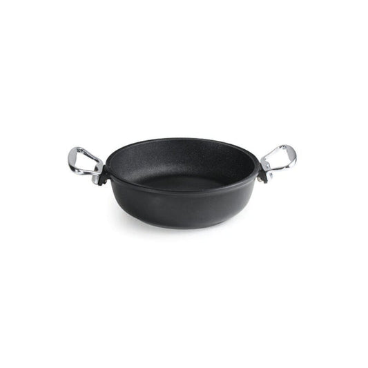 Anna Cavalli - Black Saute Pan with 2 Silver Handles - 20cm - Die Cast Aluminum
