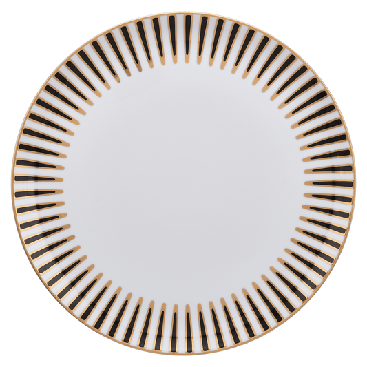 Falkenporzellan - Dinner Set 59 Pieces - Stripes Black & Gold - Porcelain