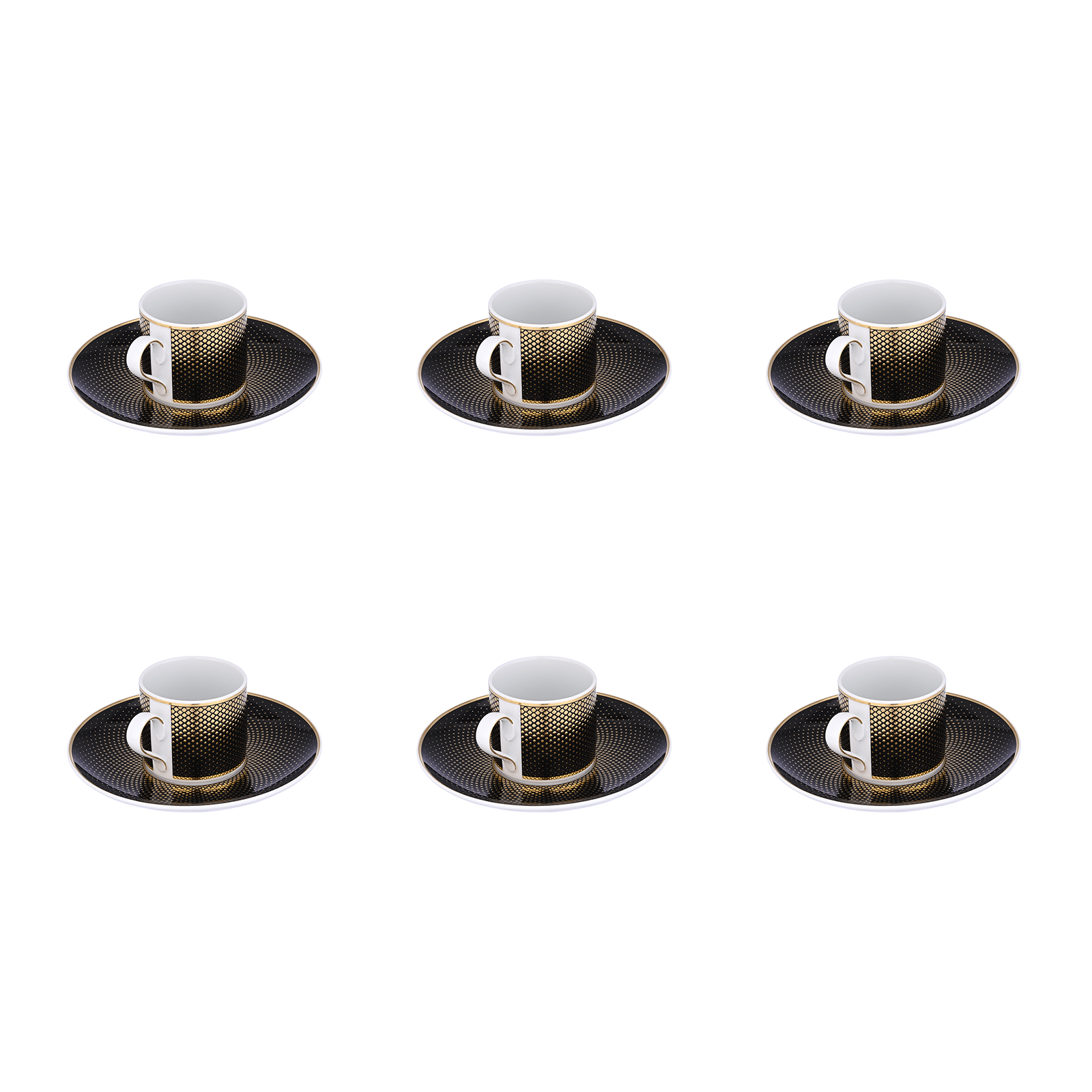 Falkenporzellan - Rio Coffee Set 6 Pieces - Porcelain - Black & Gold