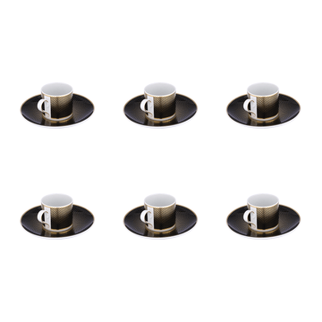 Falkenporzellan - Rio Coffee Set 6 Pieces - Porcelain - Black & Gold