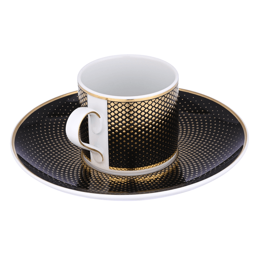 Falkenporzellan - Rio Coffee Set 6 Pieces - Porcelain - Black & Gold