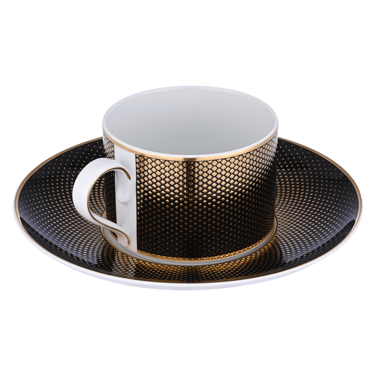 Falkenporzellan - Rio Tea Set 6 Pieces - Porcelain - Black & Gold
