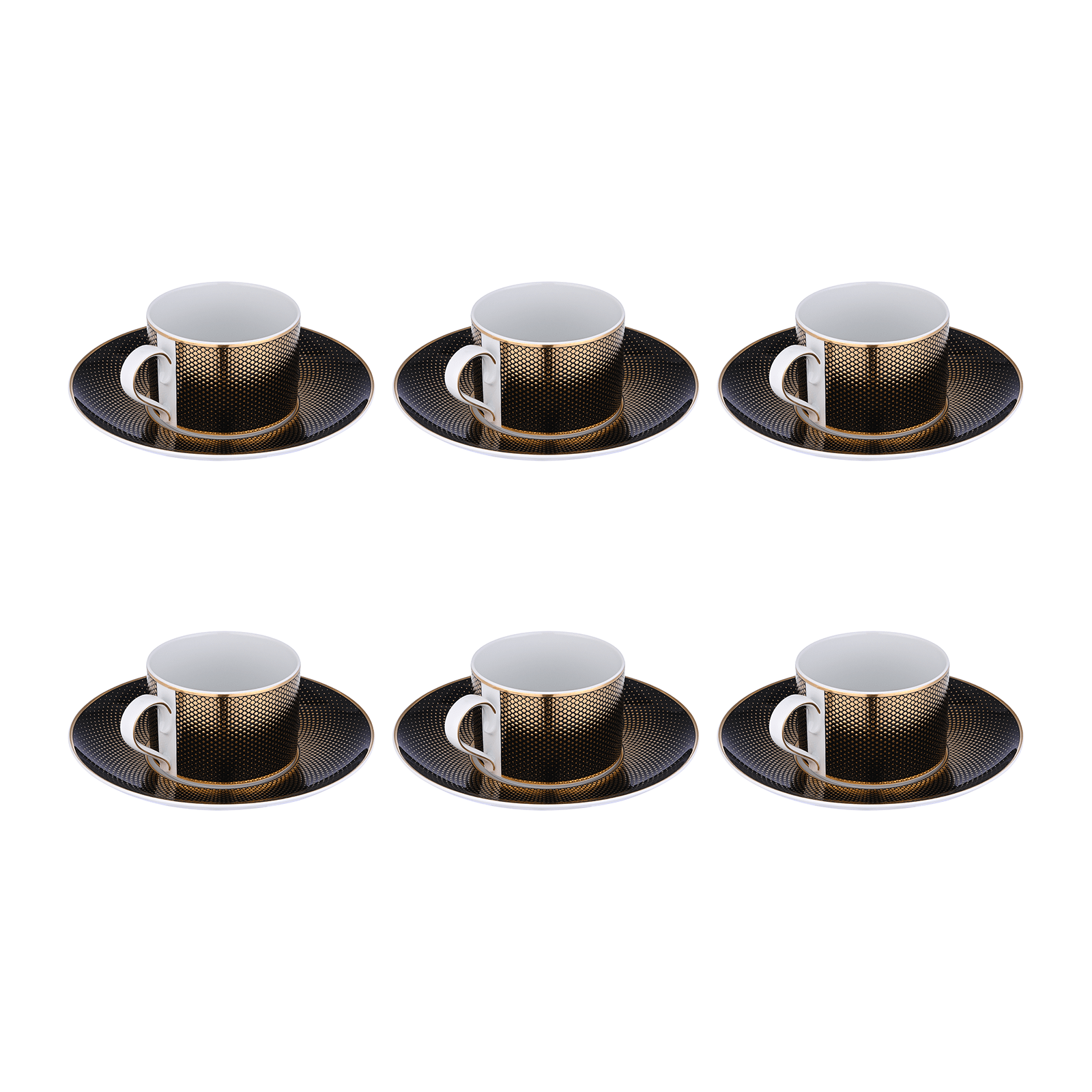 Falkenporzellan - Rio Tea Set 6 Pieces - Porcelain - Black & Gold