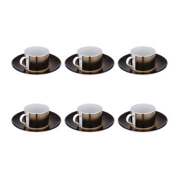 Falkenporzellan - Rio Tea Set 6 Pieces - Porcelain - Black & Gold