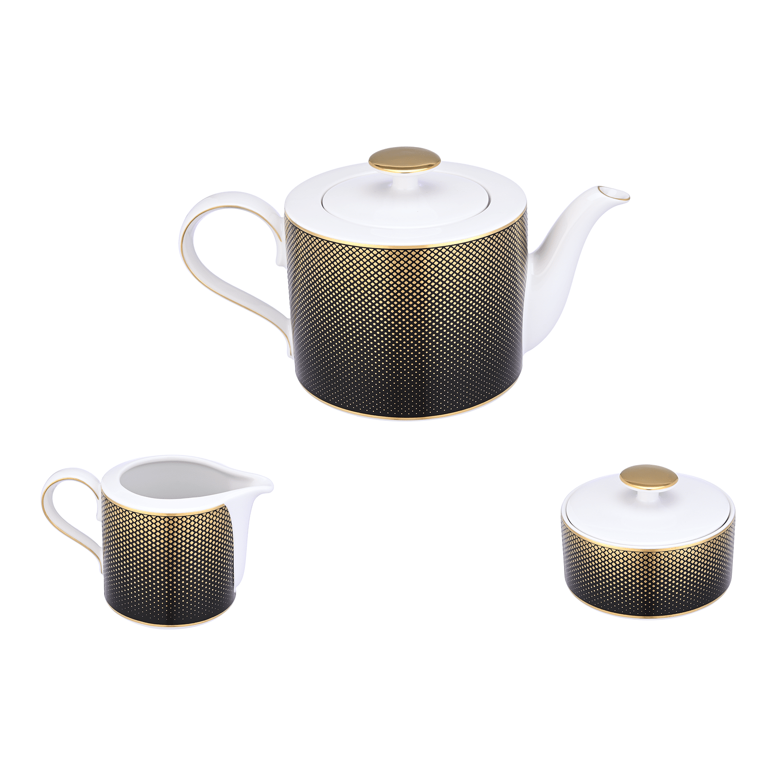 Falkenporzellan - Rio Coffee Set 3 Pieces - Porcelain - Black & Gold