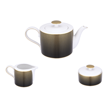 Falkenporzellan - Rio Coffee Set 3 Pieces - Porcelain - Black & Gold