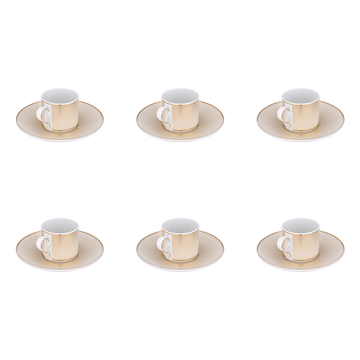 Falkenporzellan - Rio Coffee Set 6 Pieces - Porcelain - Cream & Gold