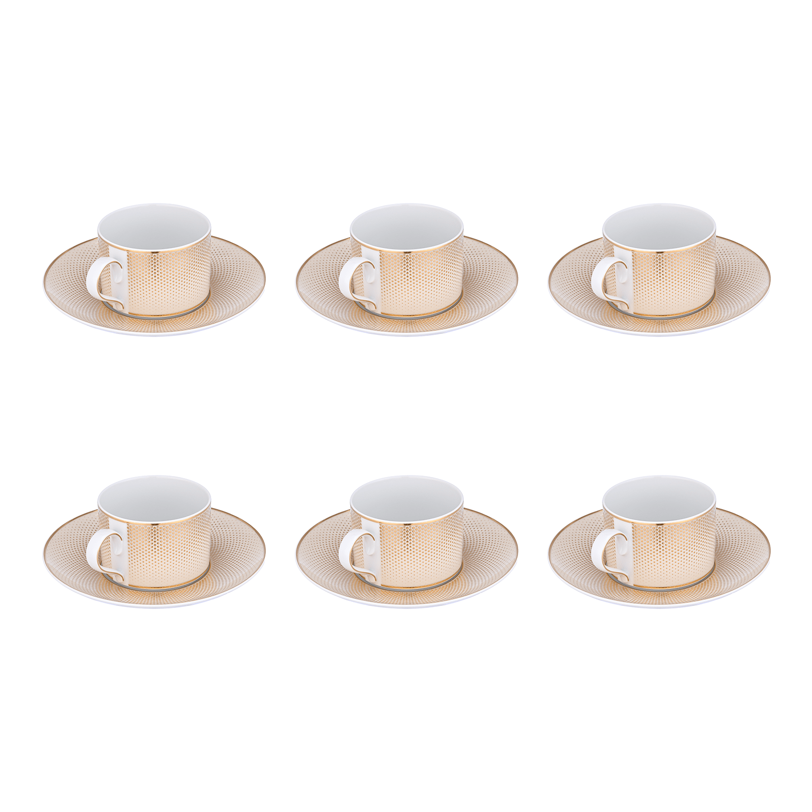 Falkenporzellan - Rio Tea Set 6 Pieces - Porcelain - Cream & Gold