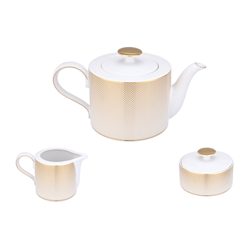Falkenporzellan - Rio Coffee Set 3 Pieces - Porcelain - Cream & Gold
