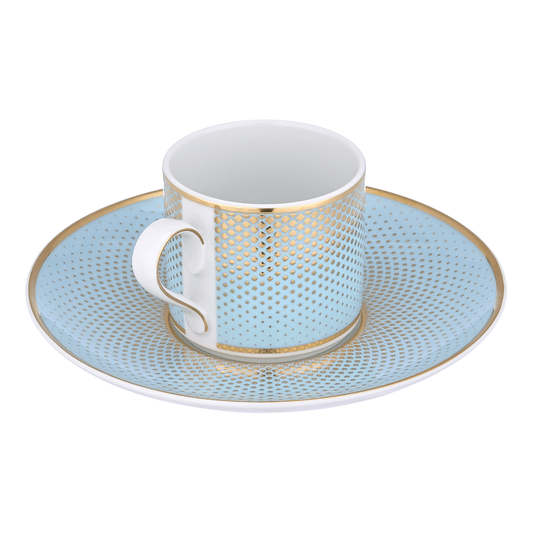 Falkenporzellan - Rio Coffee Set 6 Pieces - Porcelain - Light Blue & Gold
