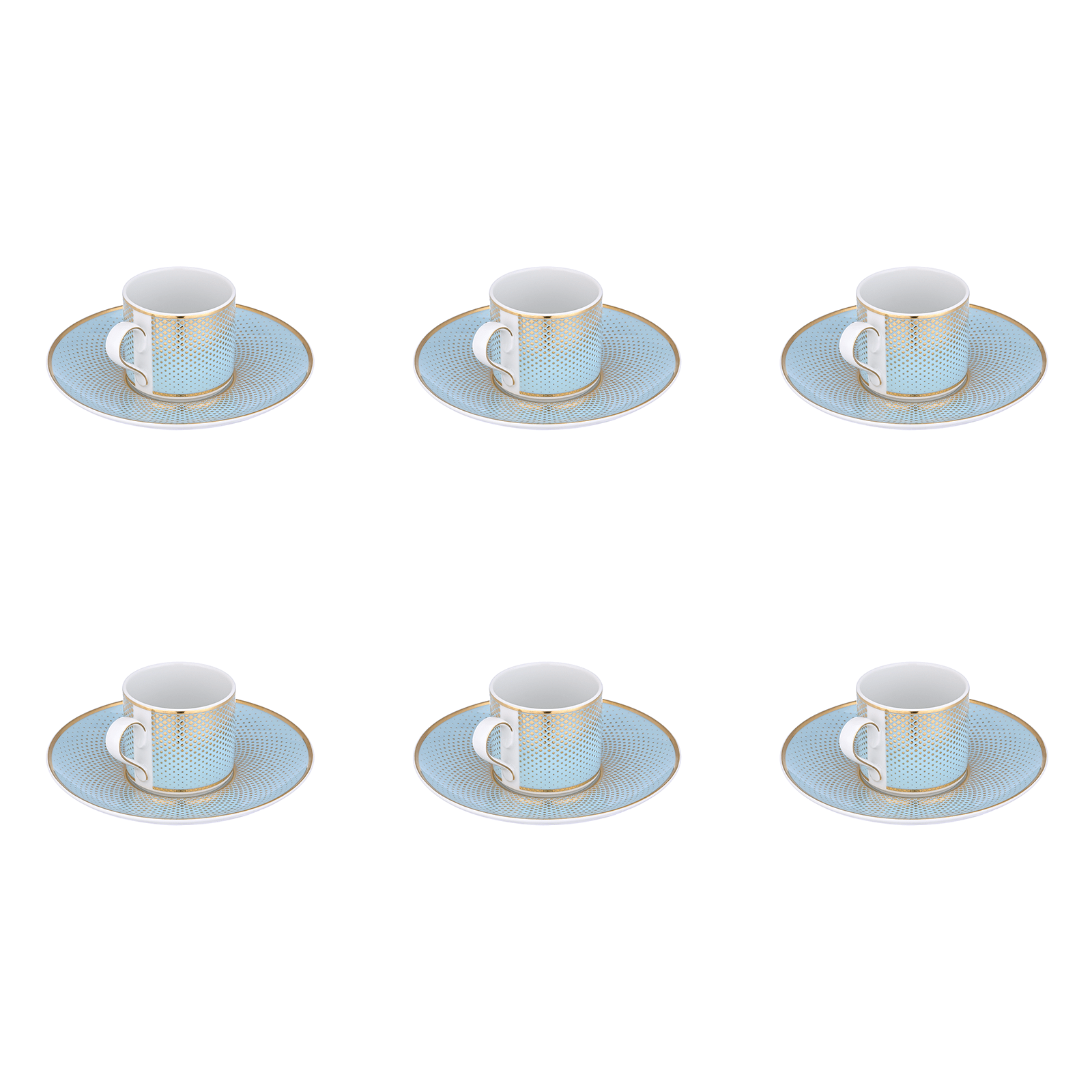 Falkenporzellan - Rio Coffee Set 6 Pieces - Porcelain - Light Blue & Gold