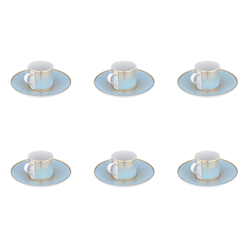 Falkenporzellan - Rio Coffee Set 6 Pieces - Porcelain - Light Blue & Gold