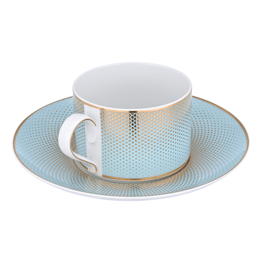 Falkenporzellan - Rio Tea Set 6 Pieces - Porcelain - Light Blue & Gold