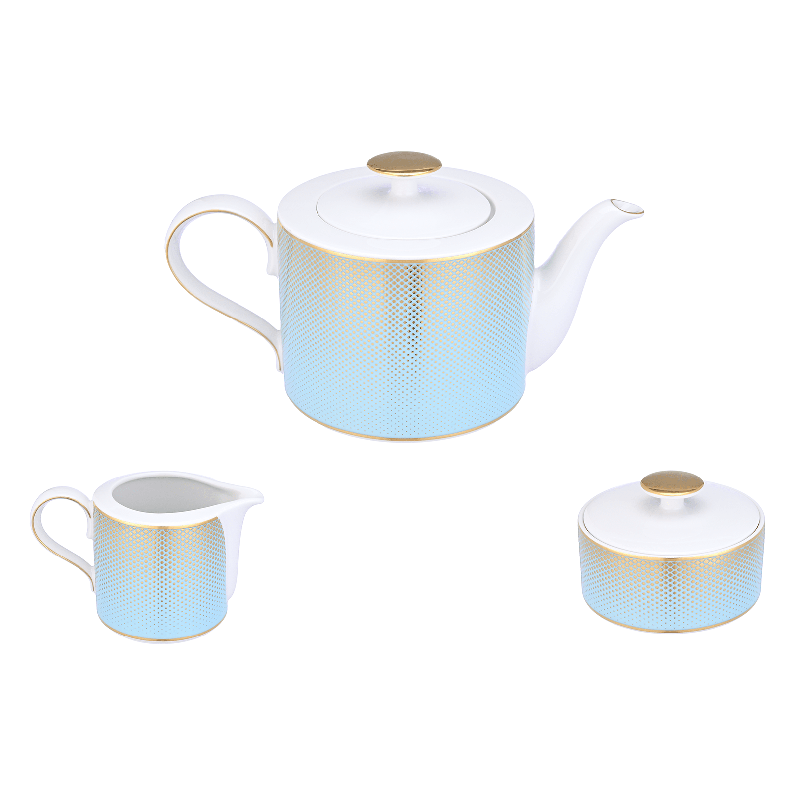 Falkenporzellan - Rio Coffee Set 3 Pieces - Porcelain - Light Blue & Gold