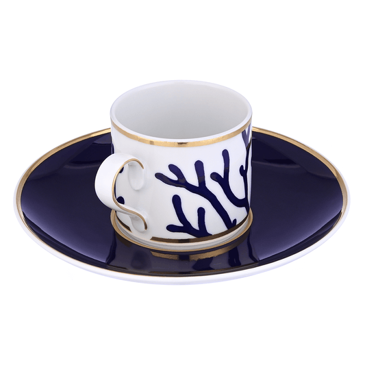 Falkenporzellan - Corallo Coffee Set 6 Pieces - Porcelain - Blue & Gold