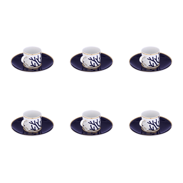 Falkenporzellan - Corallo Coffee Set 6 Pieces - Porcelain - Blue & Gold