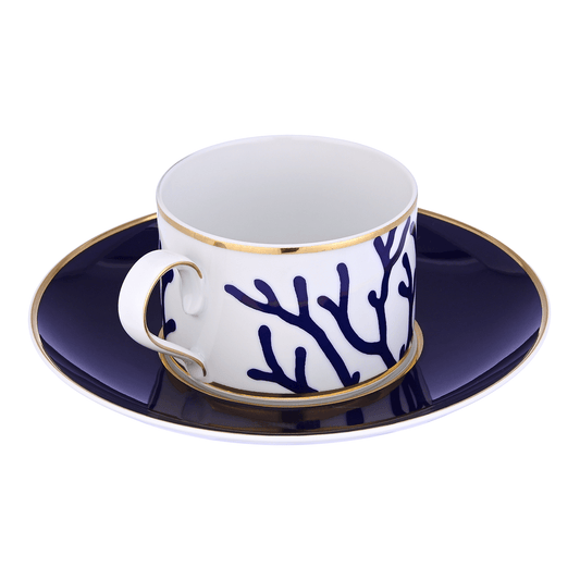 Falkenporzellan - Corallo Tea Set 6 Pieces - Porcelain - Blue & Gold