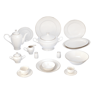 Senzo -  Ivory Dinner Set 61 Pcs Gold Rim