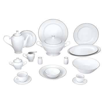 Senzo - Dinner Set 61 Pcs Silver Rim