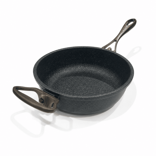 Anna Cavalli - Black Deep Pan with 2 Carbon Handles - 20cm - Die Cast Aluminum