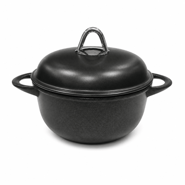 Anna Cavalli - Black Casserole with Black Pyrex Lid - 20cm - Die Cast Aluminum