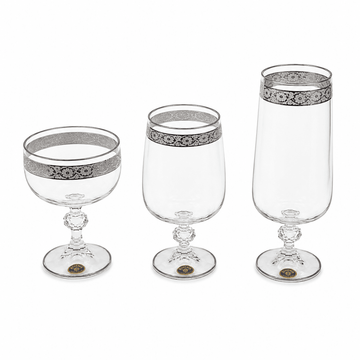 Bohemia Crystal - Karolina Glass Set 18 Pcs - Silver