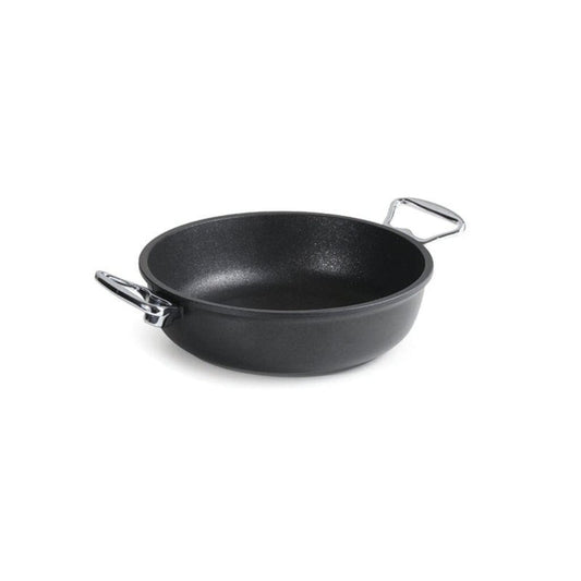 Anna Cavalli - Black Saute Pan with 2 Silver Handles - 24cm - Die Cast Aluminum