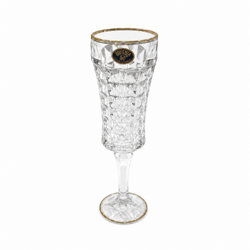 Bohemia Crystal - Diamond Flute Glass Set 6 Pieces Gold - 120ml