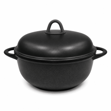 Anna Cavalli - Black Casserole with Black Pyrex Lid - 24cm - Die Cast Aluminum