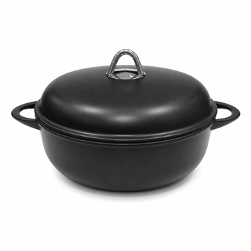 Anna Cavalli - Black Casserole with Black Pyrex Lid - 24cm - Die Cast Aluminum