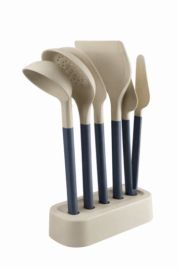 Aitos - Kitchen Utensils 6 Pcs - Creamy&Dark blue