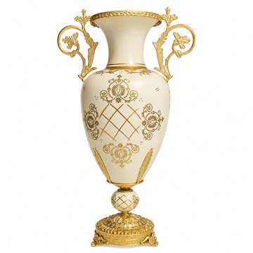 Caroline - Footed Vase Imperial - H 53 cm - Beige & Gold